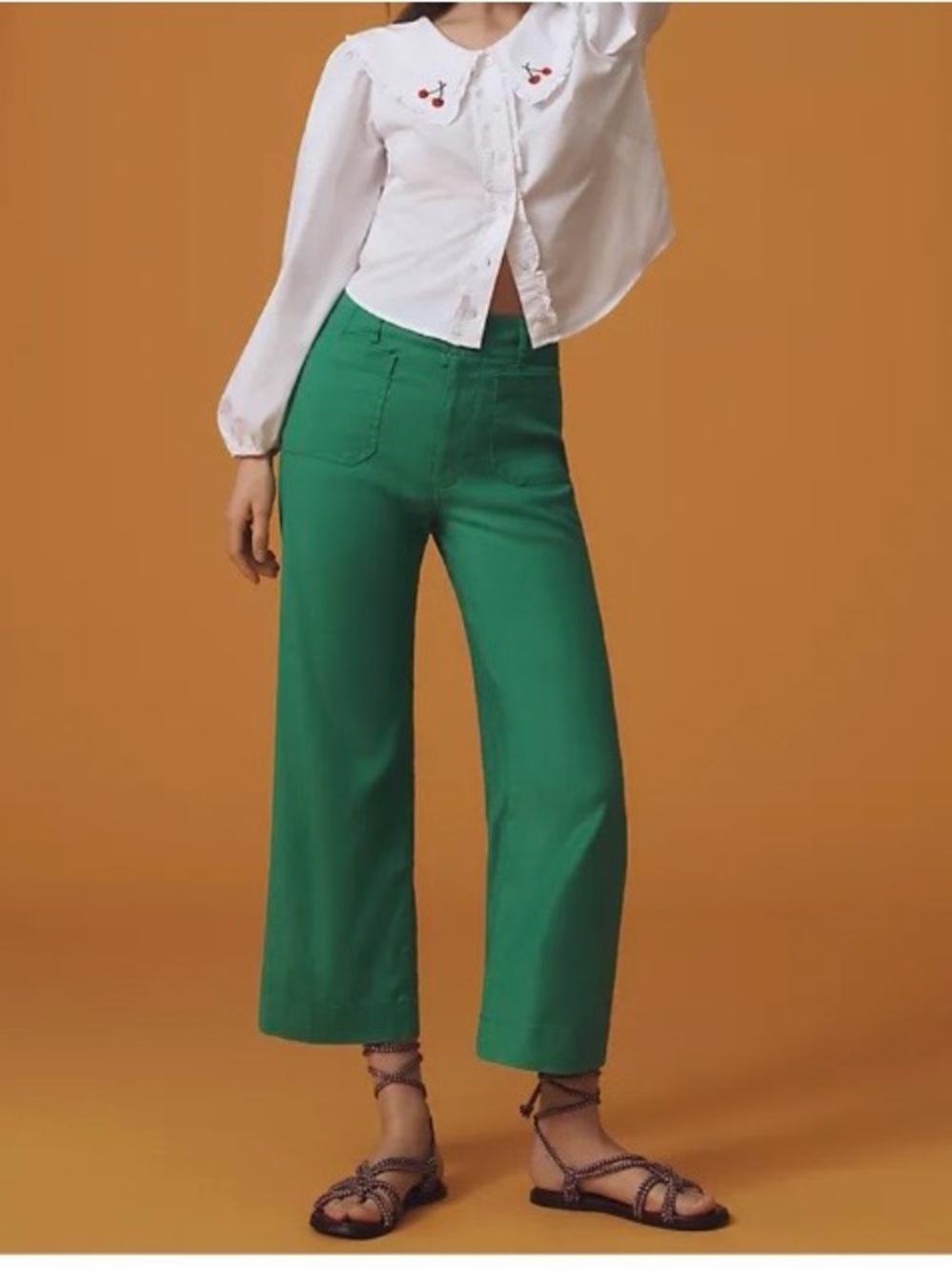 Anthropologie Maeve the Colette green linen blend pants